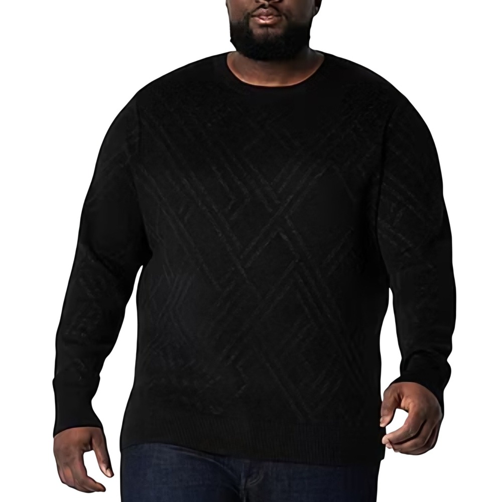 Shaquille‎ O'Neal XLG Mens LT Large Tall Black Gunmetal Geometric Sweater NWT